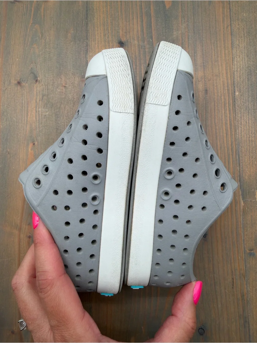 Native Gray Jefferson Slip-On Sneakers with White Toe Caps